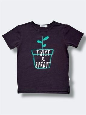 Miles Baby Boys Tee Shirt Size 4 Gray "Twist & Sprout" Graphic